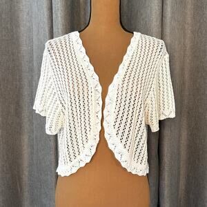 White Knit Short Sleeve Cardigan Knit Minded
